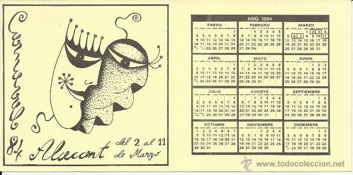 Coleccionismo calendarios: CALENDARIO CARNAVAL ALICANTE 1984
