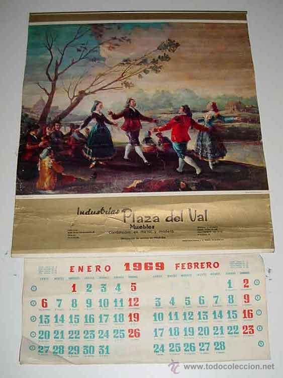 Collezionismo Calendari: ANTIGUO CALENDARIO CON PUBLICIDAD DE INDUSTRIAS PLAZA DEL VAL, MUEBLES - A&Ntilde;O 1969 - ILUSTRACION DE L
