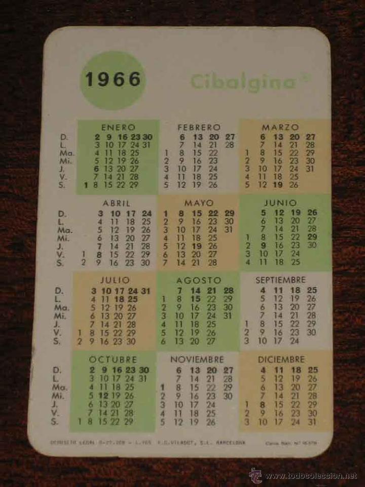 Colecionismo Calend&aacute;rios: CALENDARIO  1966 CON PUBLICIDAD DE CIBALGINA