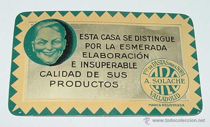 Collectionnisme Calendriers: ANTIGUO CALENDARIO ORIGINAL METALICO 1926 - CON PUBLICIDAD DE FABRICA DE PASTAS PARA SOPA A. SOLACHE