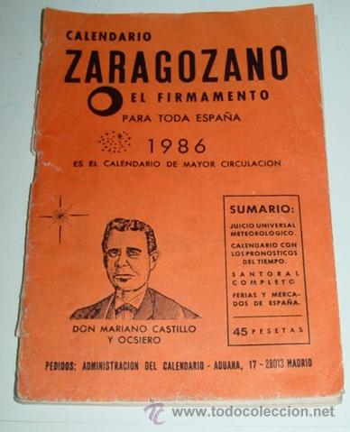 Colecionismo Calend&aacute;rios: ANTIGUO CALENDARIO ZARAGOZANO - EL FIRMAMENTO DE 1986 - 56 PAG - MIDE 15 X 10 CMS.