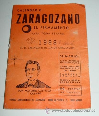 Colecionismo Calend&aacute;rios: ANTIGUO CALENDARIO ZARAGOZANO - EL FIRMAMENTO DE 1988 - 56 PAG - MIDE 15 X 10 CMS.