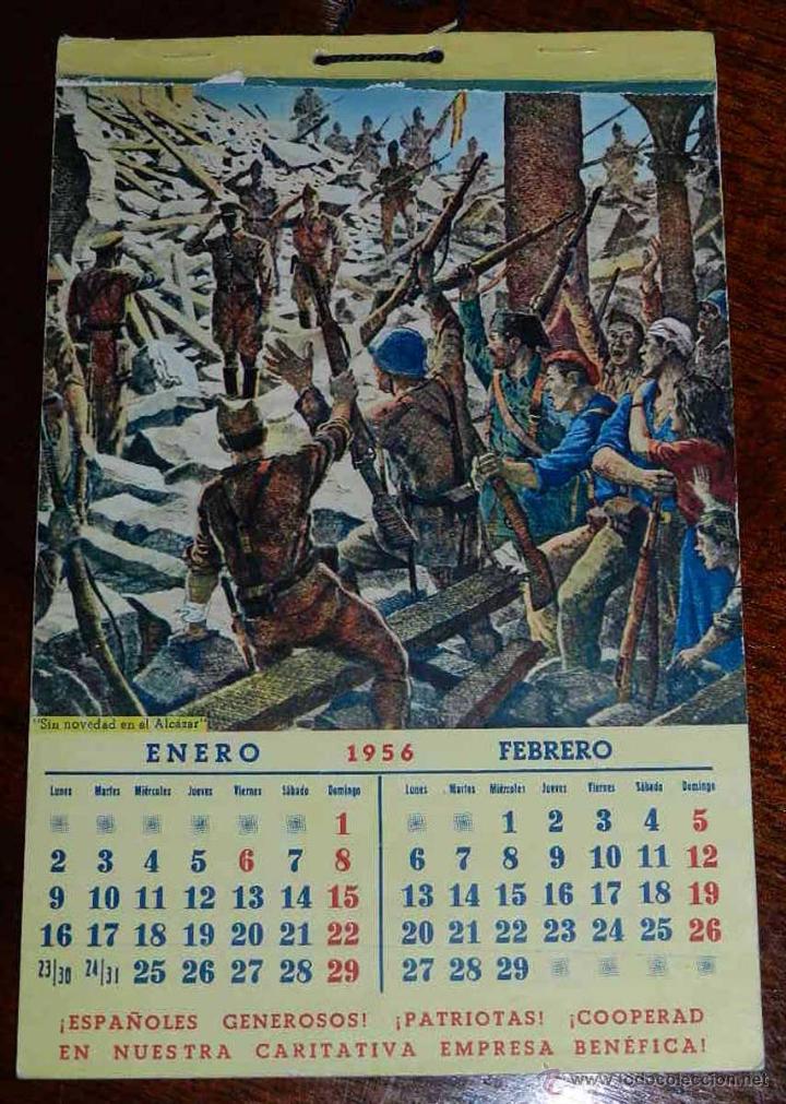 Colecionismo Calend&aacute;rios: ANTIGUO CALENDARIO DE PARED DE 1956 . MIDE 25,5 X 16,5 CMS. CALENDARIO PATRIOTICO.