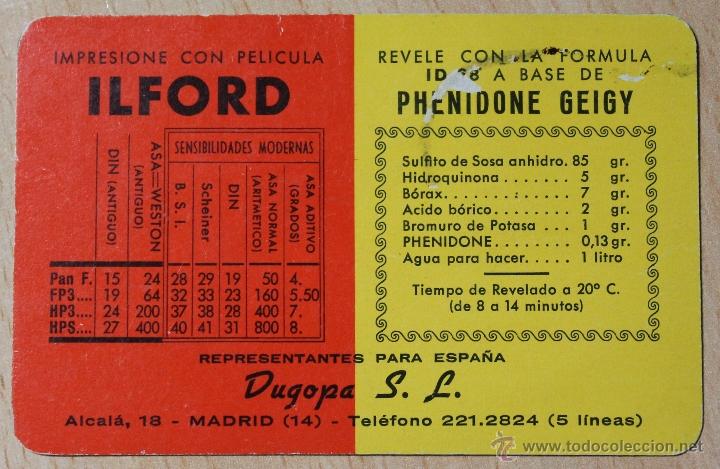 Sammeln von Kalendern: CALENDARIO FOURNIER. 1961. ILFORD, Pel&iacute;cula de fotos y PHENIDONE GEIGY, f&oacute;rmula de revelado. Es HF8.