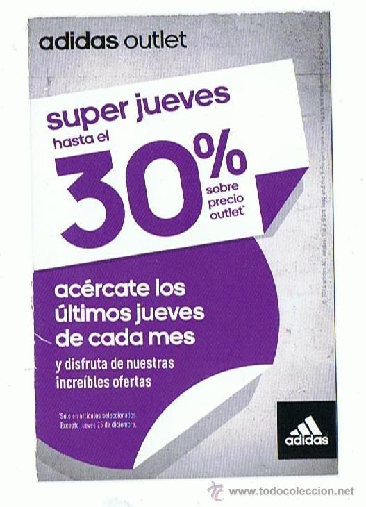 Coleccionismo calendarios: CALENDARIO ADIDAS OUTLET SUPER JUEVES HASTA EL 30% 2014