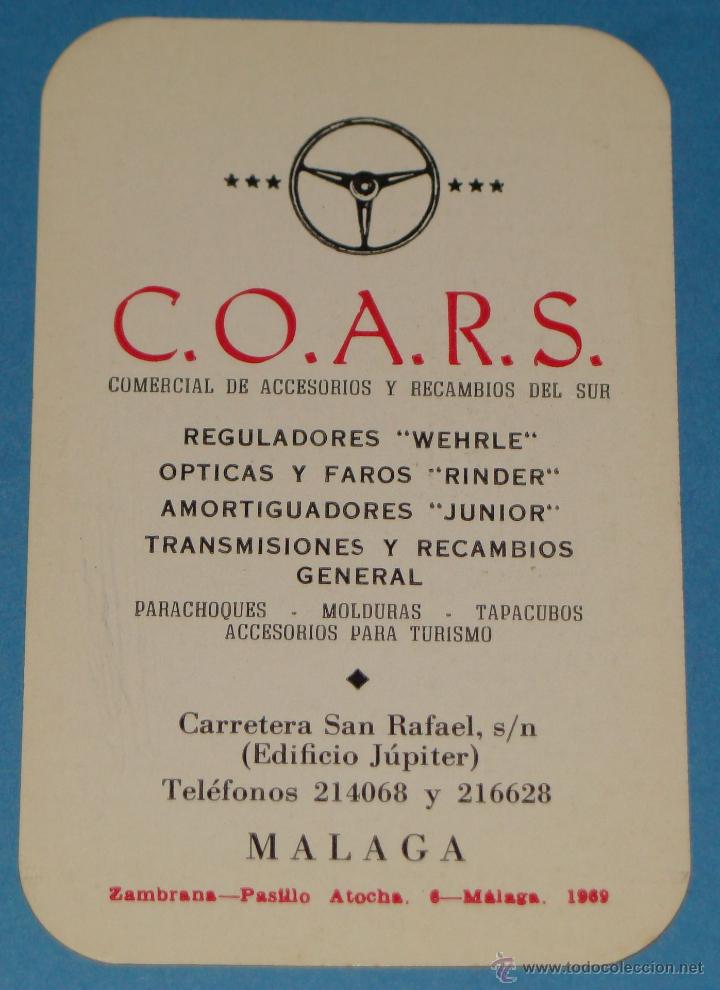 Colecionismo Calend&aacute;rios: CALENDARIO BOLSILLO A&Ntilde;O 1970. COARS MALAGA. COMERCIAL ACCESORIOS Y RECAMBIOS DEL SUR. AUTOM&Oacute;VILES