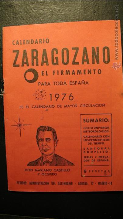 Coleccionismo calendarios: CALENDARIO ZARAGOZANO, EL FIRMAMENTO, 1976