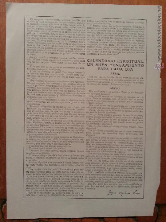 Coleccionismo calendarios: ANTIGUA HOJA PRENSA CALENDARIO ESPIRITUAL . UN BUEN PENSAMIENTO PARA CADA DIA