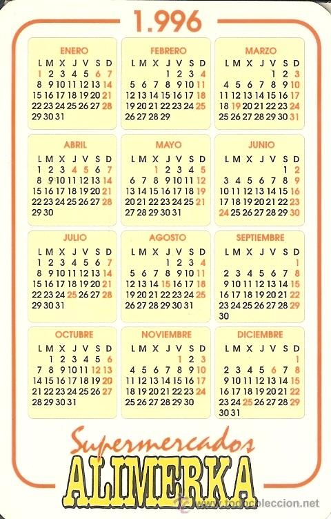 Calendario De Bolsillo 1996 Supermercados A Comprar Calendarios calendario-de-bolsillo-1996-supermercados-a-comprar-calendarios