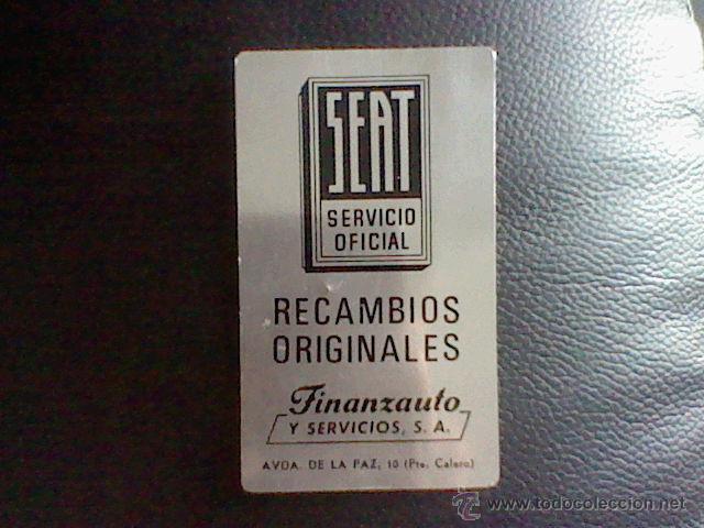 Coleccionismo calendarios: calendario bolsillo aluminio 1968 Seat Finanzauto recambios originales ojo no papel