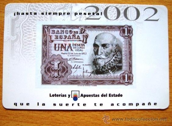 Coleccionismo Calendarios: CALENDARIO 2002 - LOTERIAS Y APUESTAS DEL ESTADO - REPRODUCE BILLETE DE PESETA