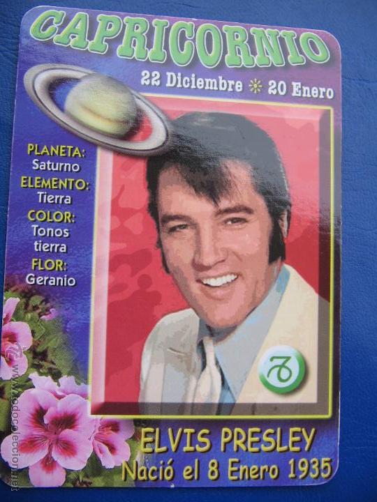 Coleccionismo calendarios: CALENDARIO BOLSILLO MUSICA (ELVIS PRESLEY) 2008 (HOROSCOPO. CAPRICORNIO)