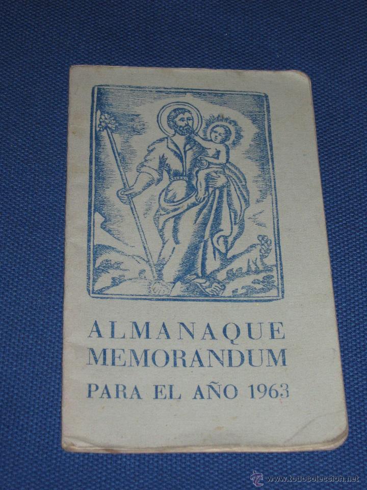 Coleccionismo Calendarios: CALENDARIO ALMANAQUE MEMORANDUM PARA EL A&Ntilde;O 1963