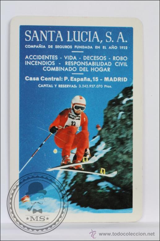 Coleccionismo calendarios: Calendario de Bolsillo H. Fournier - A&ntilde;o 1982 - Seguros Santa Luc&iacute;a SA - Esqu&iacute;