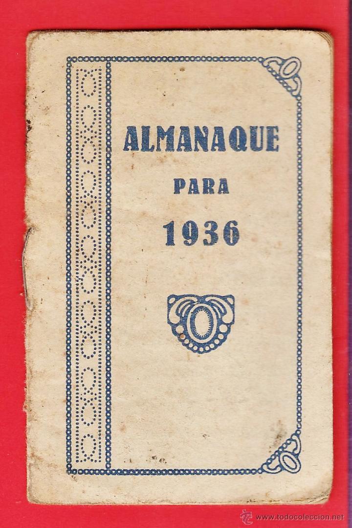 Collectables Calendars: mini almanaque / calendario- con datos personales en el interior - sin publicidad - a&ntilde;o 1936