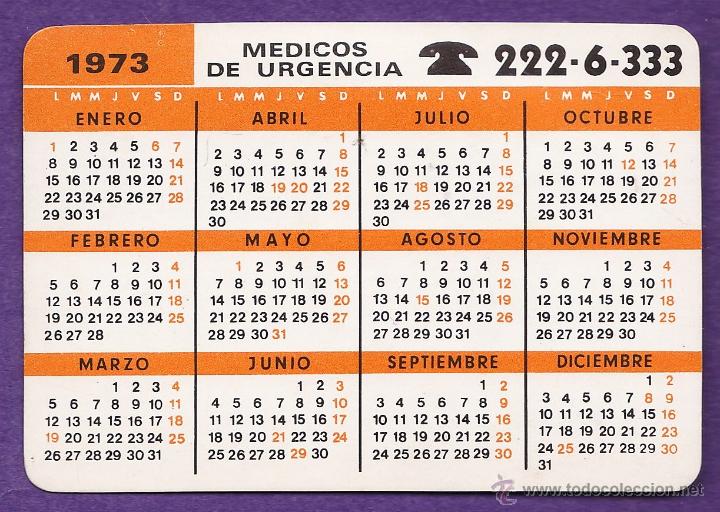 Collezionismo Calendari: calendario bolsillo - telefonos de urgencia - sin publicidad - a&ntilde;o 1973