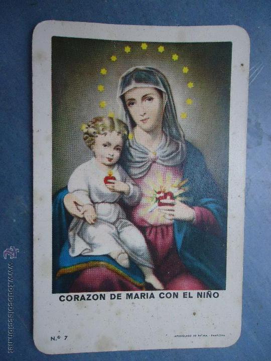 Coleccionismo calendarios: ANTIGUO CALENDARIO DE BOLSILLO RELIGIOSO FOURNIER 1962 CORAZON DE MARIA CON EL NI&Ntilde;O