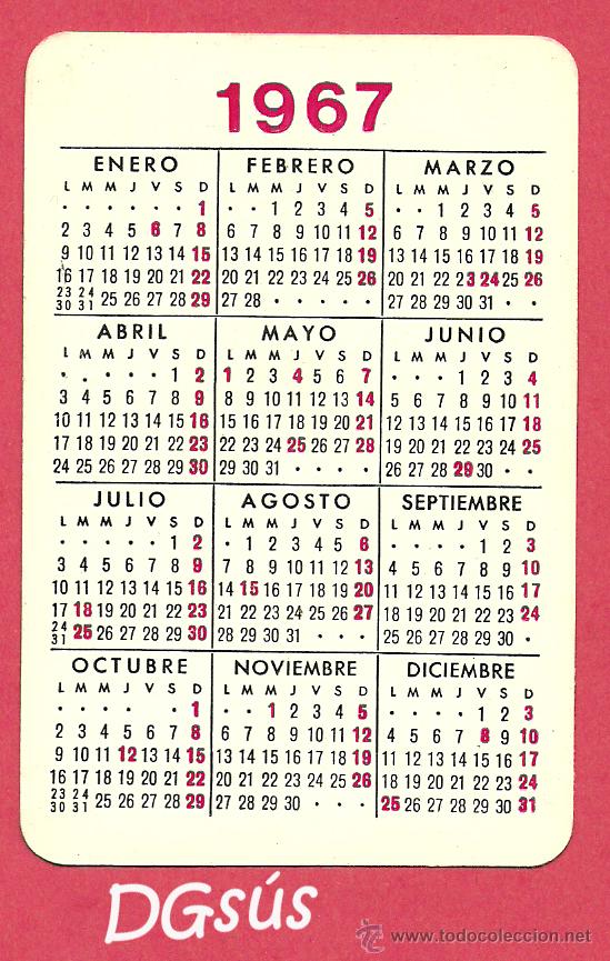Calendario Año 1967 Negra Comprar Calendarios Antiguos En