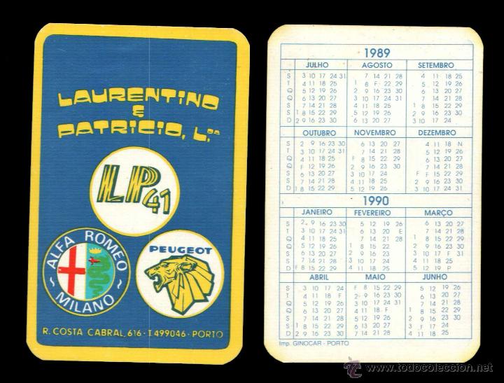 Coleccionismo Calendarios: AUTOMOVIL - ALFA ROMEO - PEUGEOT - CALENDARIO EDITADO EN PORTUGAL - 1989 -