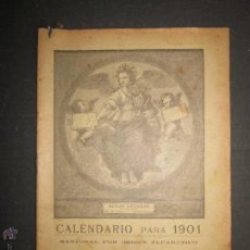 Coleccionismo Calendarios: CALENDARIO GUIA DE BARCELONA - AGUAS AZODADAS - AÑO 1901. Lote 46791124