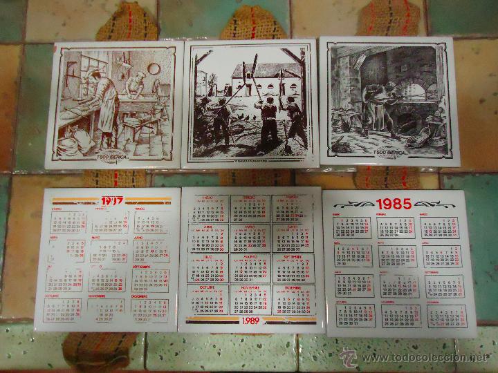 Sammeln von Kalendern: calendario  de publicidad en lozas de 15 x 15 cm 3 unidades, a&ntilde;os 1985/87 y 89