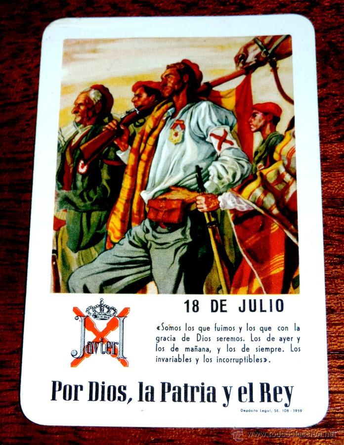 Collectionnisme Calendriers: CALENDARIO 18 DE JULIO, HERACLIO FOURNIER, POR DIOS, LA PATRIA Y EL REY A&Ntilde;O 1964