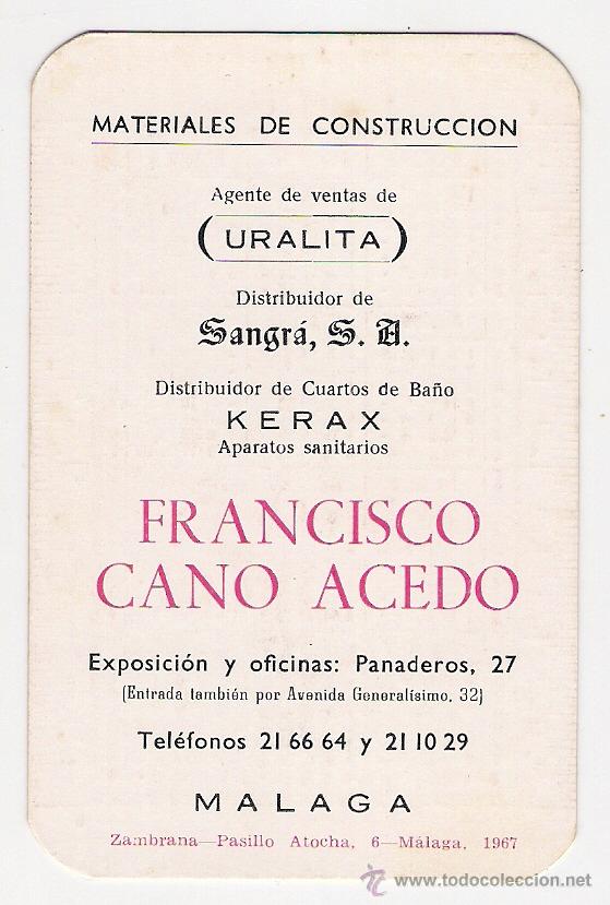Coleccionismo Calendarios: -60443 CALENDARIO MATERIALES DE CONSTRUCCION CANO ACEDO, AÑO 1968, PUBLICIDAD MALAGA - Foto 1 - 48040346