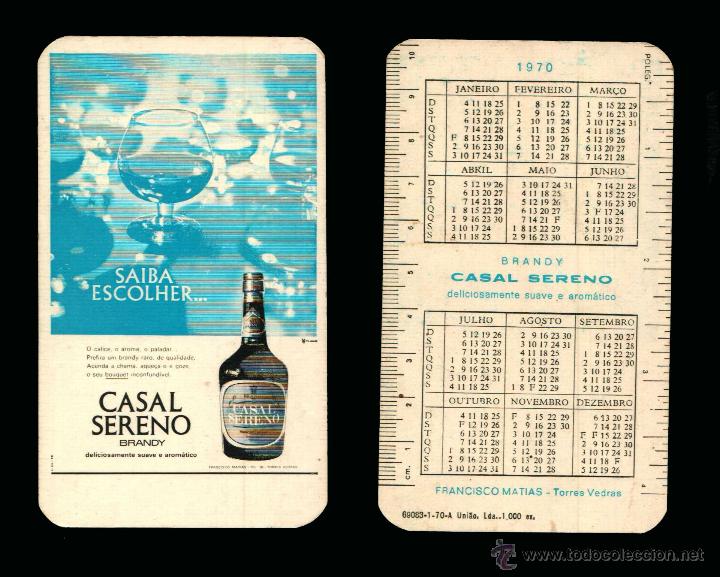 Coleccionismo Calendarios: CALENDARIO DE 1970 - BRANDY CASAL SERENO - EDITADO EN PORTUGAL