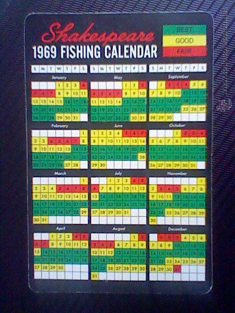 Coleccionismo calendarios: CALENDARIO 1969 FISHING CALENDAR SHAKESPEARE MEXICO ARMERIA CURIOSO PESCA