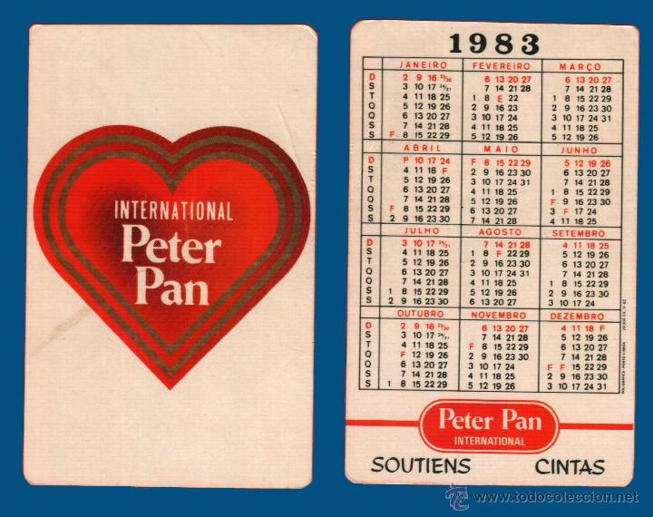 Coleccionismo Calendarios: Calendario de bolsillo - Serie PUBLICIDAD - publicado en Portugal - a&ntilde;o: 1983 - PETER PAN