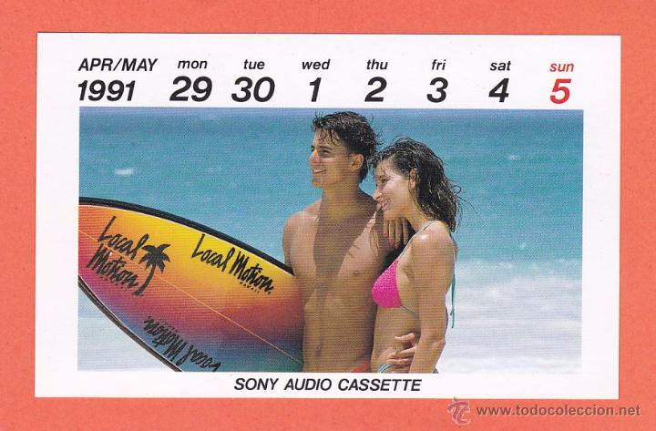 Coleccionismo calendarios: CALENDARIO EROTICO 1991 - SONY AUDIO CASSETE. DESNUDO FEMENINO. PAREJA SURFERA