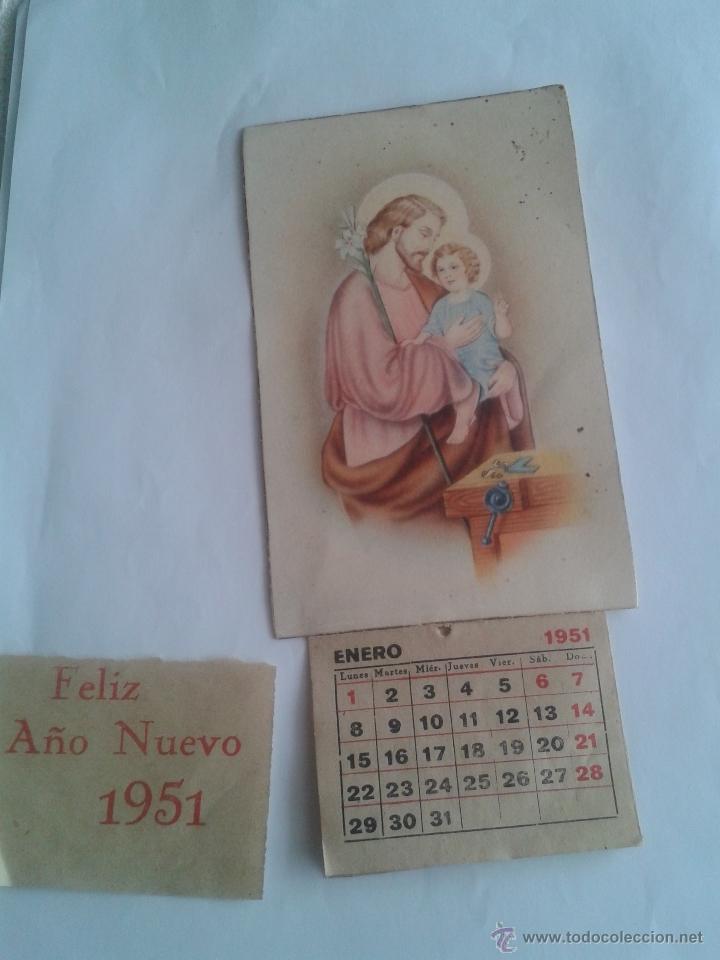 Coleccionismo calendarios: ANTIGUO CALENDARIO DE 1951 CON TARJETA POSTAL DE JOSE Y EL NI&Ntilde;O JESUS.. SOLO LLEVA ENERO Y DICIEMBRE