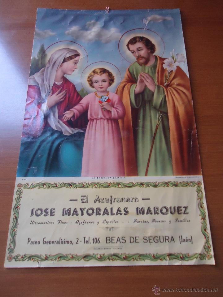 Coleccionismo calendarios: LAMINA DE CALENDARIO PUBLICIDAD EL AZAFRANERO JOSE MAYORALAS MARQUEZ IMAGEN DEL NI&Ntilde;O JESUS