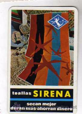 Colecionismo Calend&aacute;rios: Calendario fournier para 1966 Toallas Sirena, secan mejor, duran mas ahorran dinero.