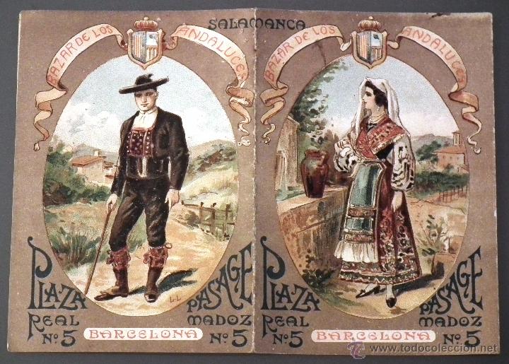 Coleccionismo calendarios: CALENDARIO BAZAR DE LOS ANDALUCES - PLAZA REAL BARCELONA - TRAJES T&Iacute;PICOS SALAMANCA DEL A&Ntilde;O 1.902