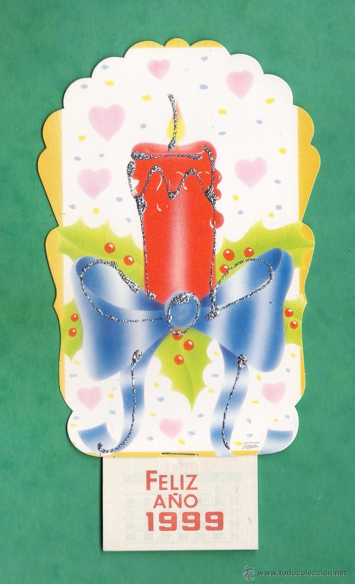 Collezionismo Calendari: mini calendario pared-felicitacion navide&ntilde;a-navidad purpurina -vela/adorno -il. teo - a&ntilde;o 1999-nuevo