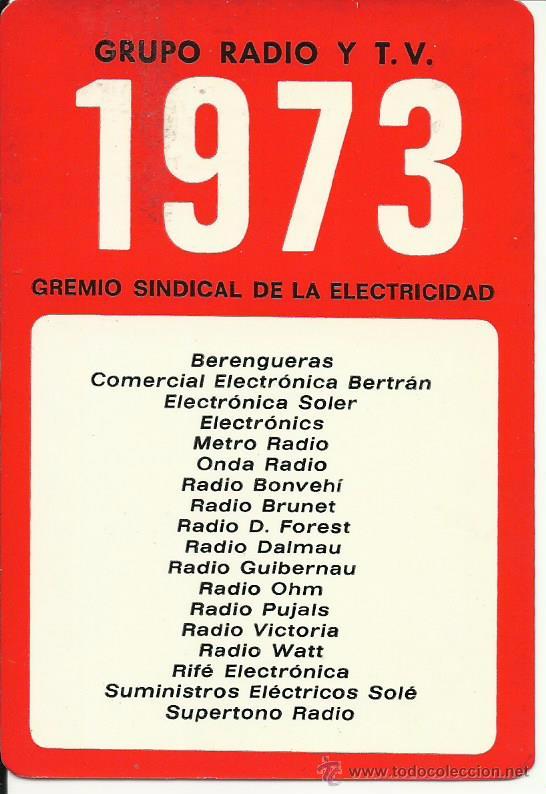 Coleccionismo calendarios: Calendario Grupo de Radio y televisi&oacute;n1,973