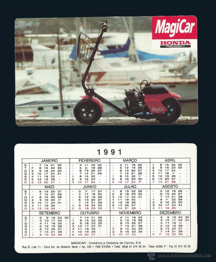 Coleccionismo calendarios: CALENDARIO, PUBLICADO PORTUGAL, A&Ntilde;O:1991 - MAGICAR - HONDA