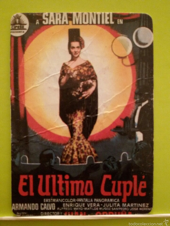 Coleccionismo calendarios: Calendario de bolsillo - 1989 / SARA MONTIEL en EL ULTIMO CUPL&Eacute; / reverso - CICLES SPORT #1465