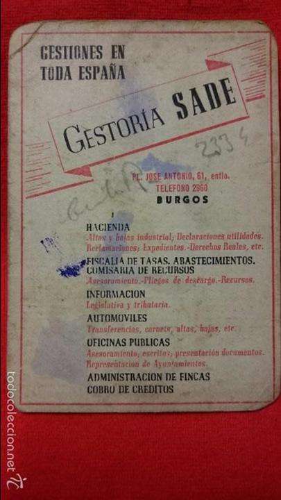 Sammeln von Kalendern: CALENDARIO NO FOURNIER GESTORIA SADE 1949
