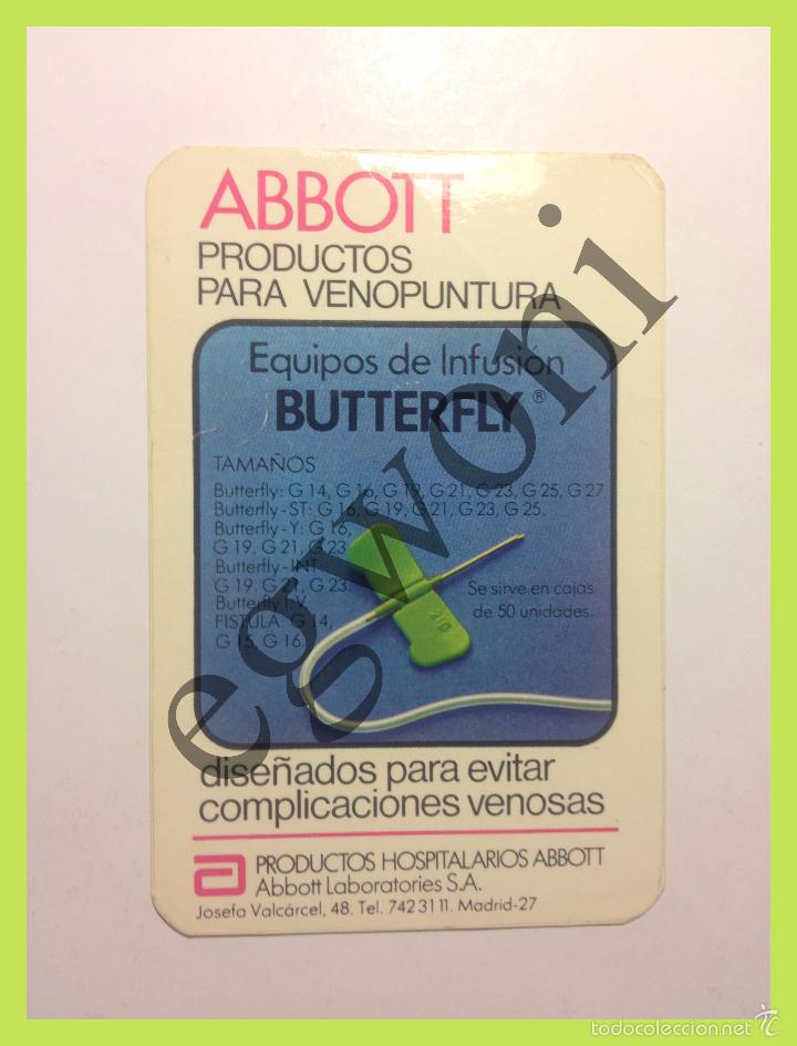 Coleccionismo Calendarios: Calendario de mano - A&ntilde;o 1981 (medio a&ntilde;o) - Equipos de infusi&oacute;n Butterfly, Laboratorios Abbott