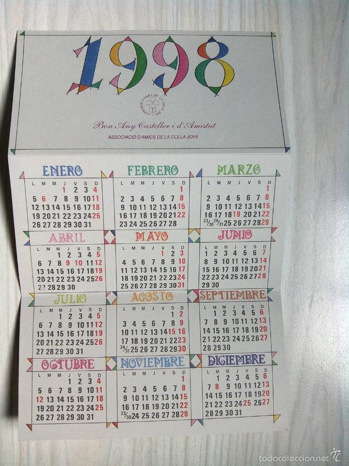 Coleccionismo Calendarios: Calendario plegable 1998 associacio amics colla jove Tarragona