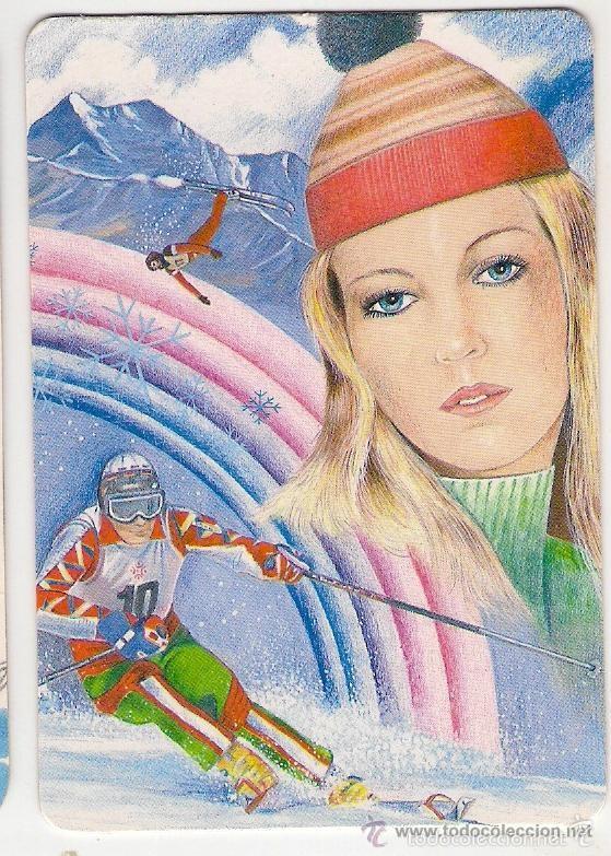Coleccionismo Calendarios: -55427 CALENDARIO DIBUJO DEPORTE ESQUI, PRECIOSA MUJER A&Ntilde;O 1988, SERIE MP, CON PUBLICIDAD