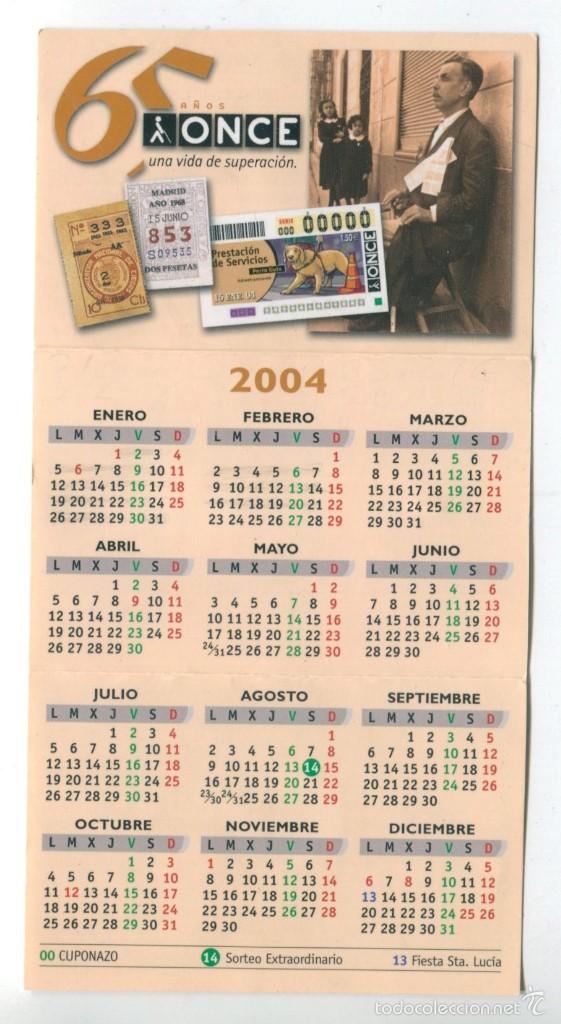 Coleccionismo Calendarios: Calendario 2004, 2005, 65 a&ntilde;os once, organizacion nacional ciegos