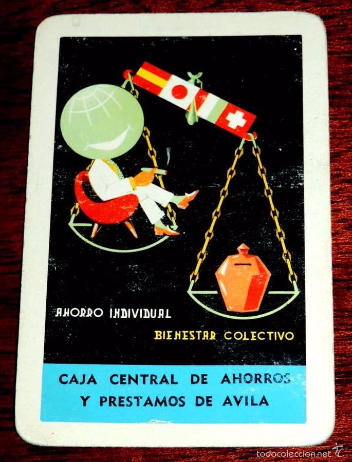 Collectionnisme Calendriers: Calendario Caja central de ahorros y prestamos de Avila 1962, ed. Heraclio Fournier. Reverso pintado