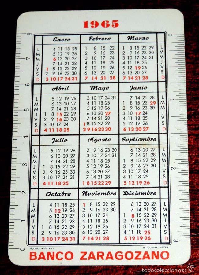 Collectionnisme Calendriers: CALENDARIO DE BOLSILLO. BANCO ZARAGOZANO. HERACLIO FOURNIER. A&Ntilde;O 1965 / 1966.