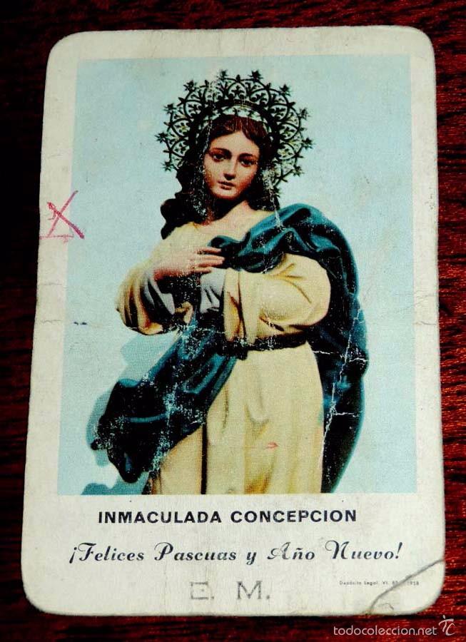 Coleccionismo calendarios: Calendario Fournier a&ntilde;o 1959, Inmaculada Concepci&oacute;n, muy desgastado y pintado a boligrafo por el rev