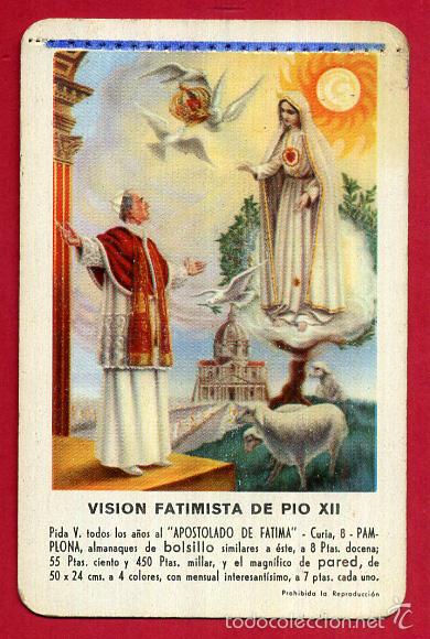 Collezionismo Calendari: CALENDARIO FOURNIER, VISION FATIMISTA DE PIO XII , 1960 , ORIGINAL , CAL8590