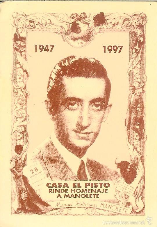 Coleccionismo Calendarios: CALENDARIO PUBLICITARIO - 1997 - MANOLETE - CASA EL PISTO TABERNA SAN MIGUEL - C&Oacute;RDOBA