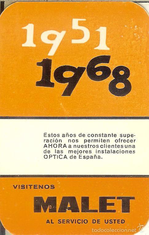 Coleccionismo Calendarios: CALENDARIO PUBLICITARIO - 1968 - &Oacute;PTICA MALET